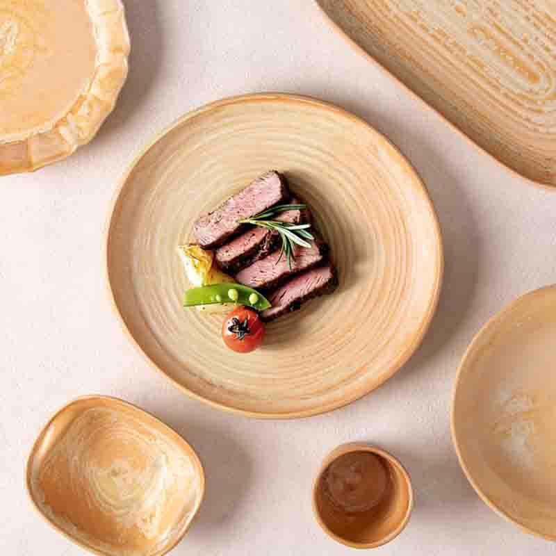 Hotel Dinnerware Set Plato llano de porcelana con cubiertos de acero inoxidable para cenas de hotel