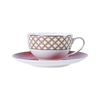 Juego de tazas de porcelana de hueso, taza de té y platillo finos de porcelana de hueso de color rojo