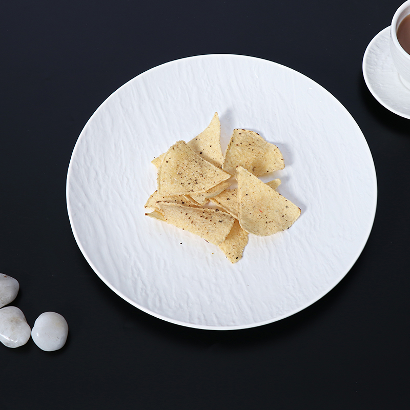 Plato Coupe de gres blanco para bodas, banquetes en restaurantes