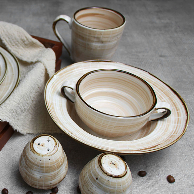 Cuenco de arroz de cerámica Beige colorido, vajilla de porcelana, cuencos para sopa, ensaladera Simple, juego de vajilla para restaurante, el mejor regalo
