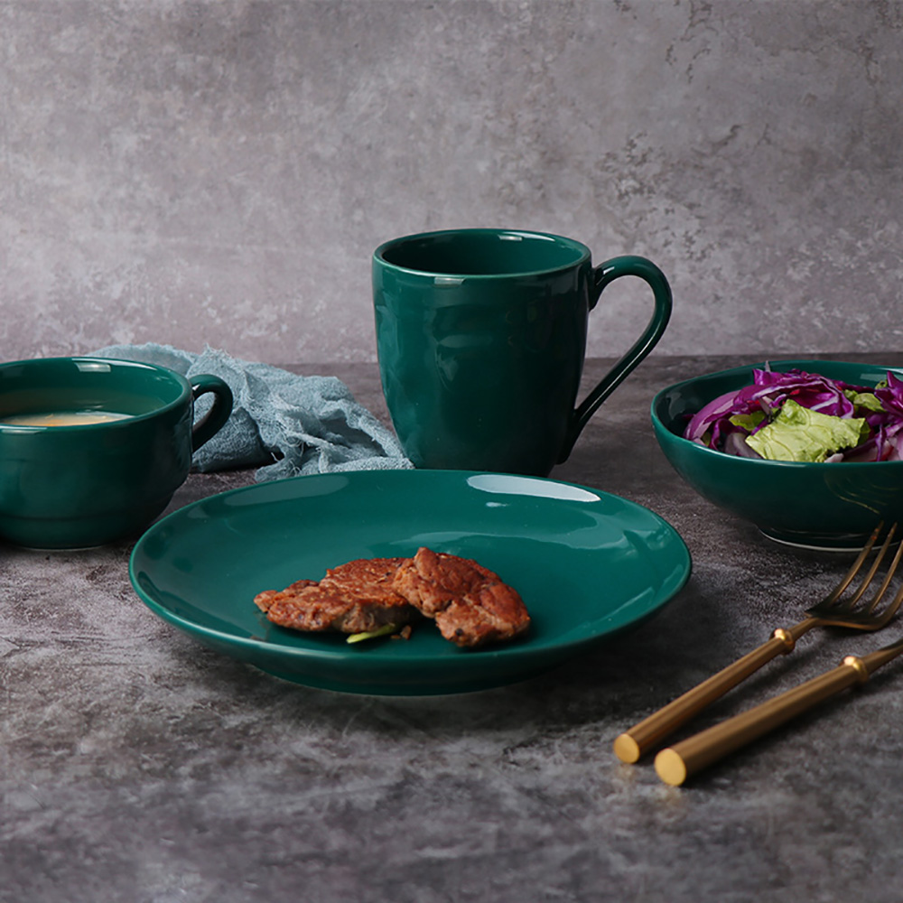 Popular Home Ware Tazón de cerámica para ensalada verde brillante y saludable, 32 onzas