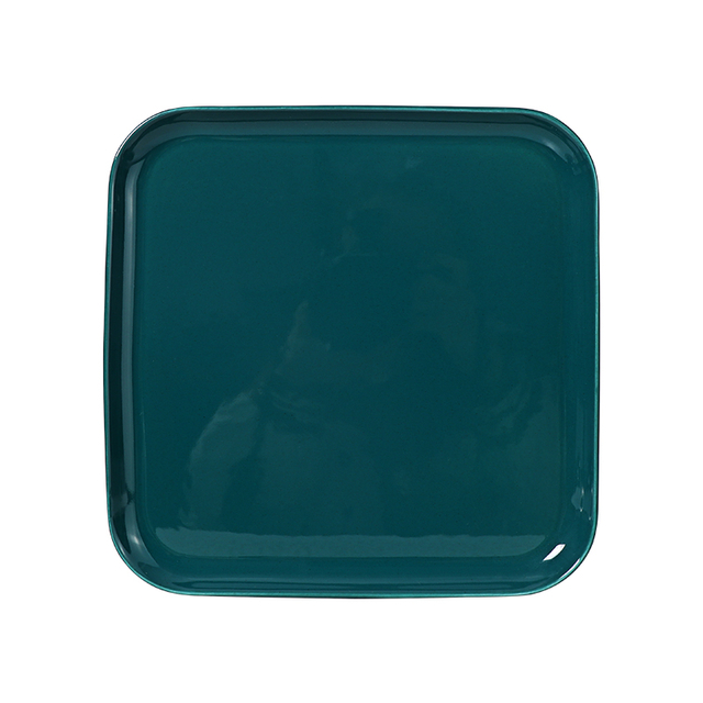 Plato cuadrado verde de porcelana de 10 pulgadas