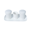 Juego de platillos de sal y pimienta de porcelana blanca
