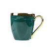 Taza verde de cerámica de regalo de Navidad con borde dorado