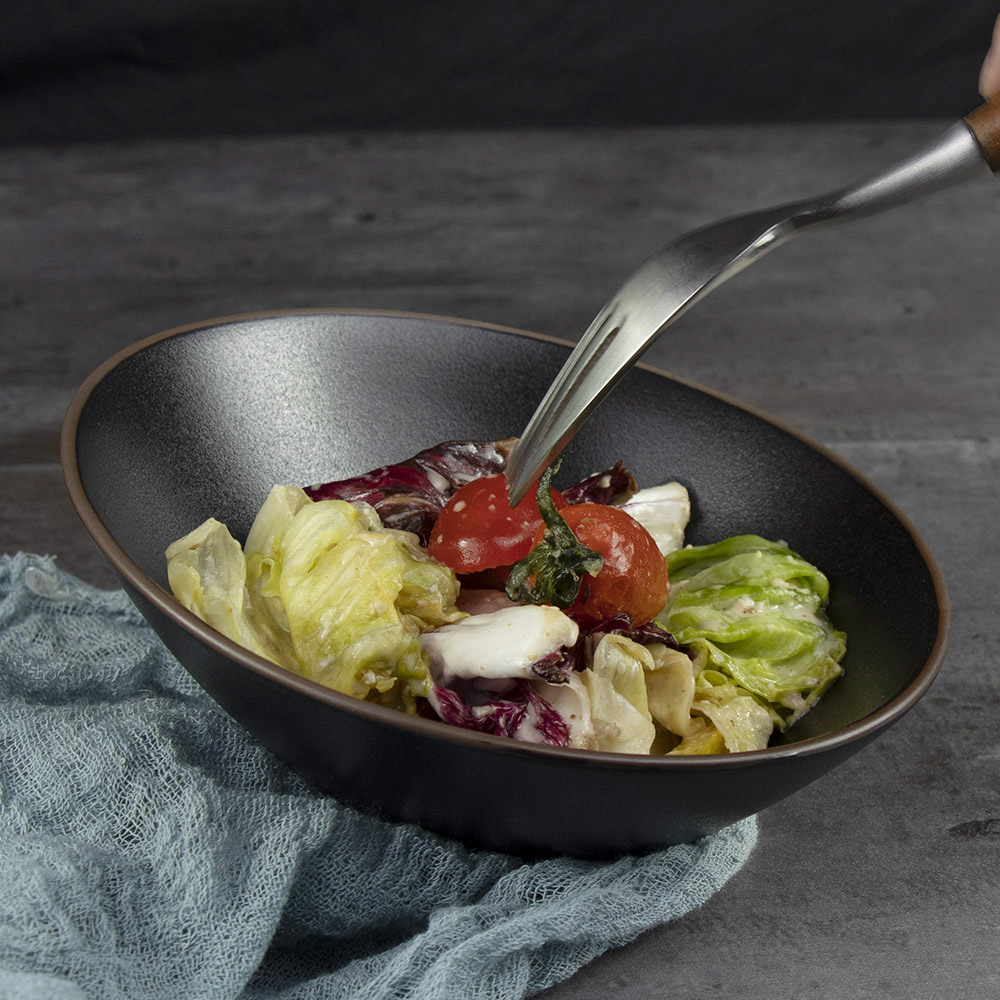 Cuencos de gres Ensaladeras irregulares negras para restaurante