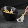 Cuenco inclinado de cerámica, plato de aperitivos de porcelana negra, platos para patatas fritas, cuencos