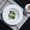 STONE Plato de cerámica blanca con borde para servir pasta, plato de gres profundo para restaurantes