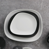 Vajilla de porcelana Eestaurant Terr Swirl Marks Placa cuadrada irregular blanca mate gris 