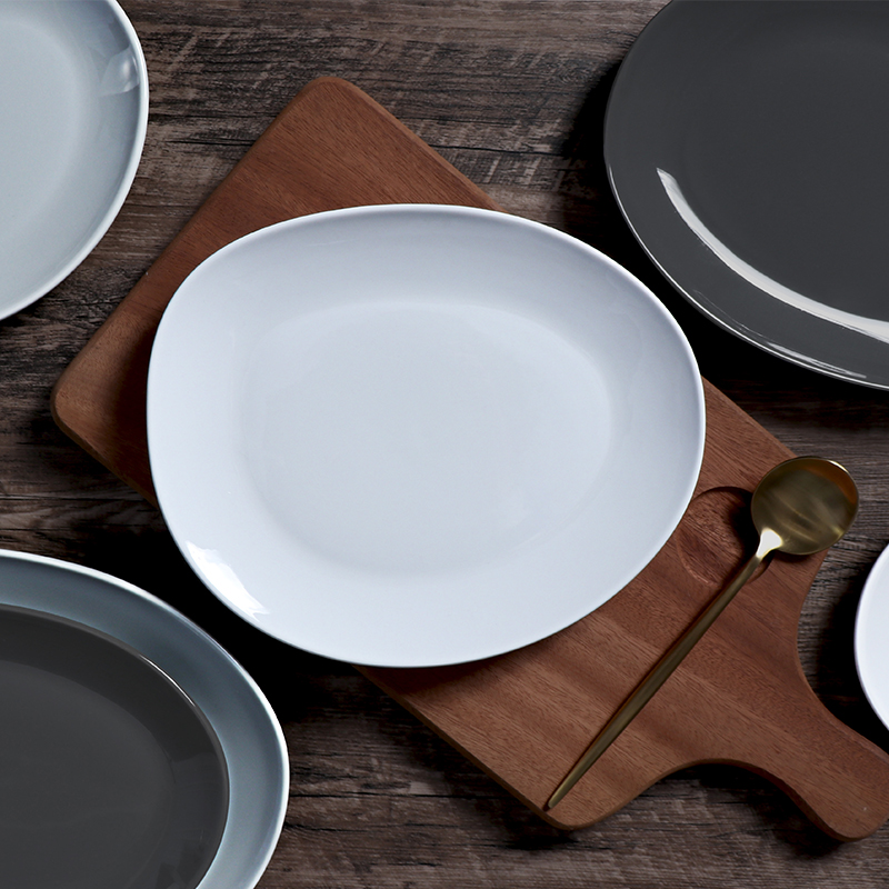  Juego de gres de alta calidad, plato Irregular creativo japonés coreano para servir platos de cerámica de decoración de porcelana negra y gris oscura