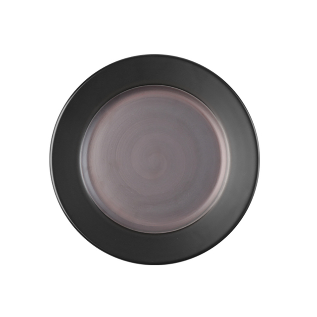 Vajilla redonda, plato llano de porcelana, plato plano de porcelana negra para pasta y espagueti