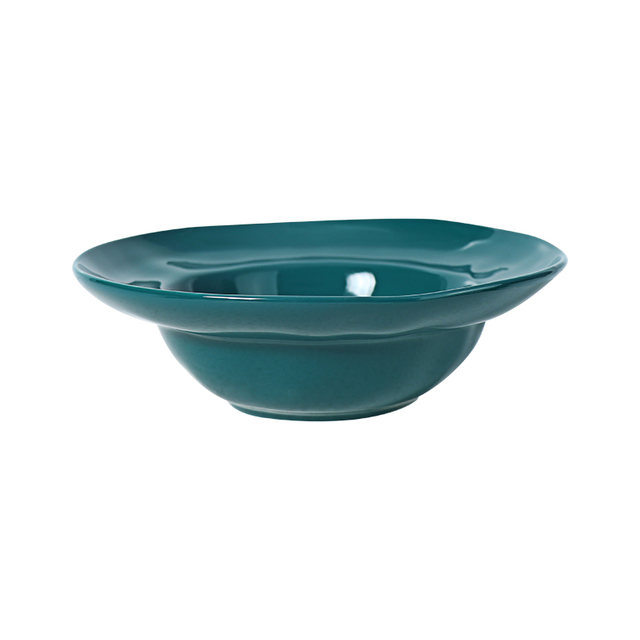 Plato hondo ecológico verde brillante con borde para venta al por mayor