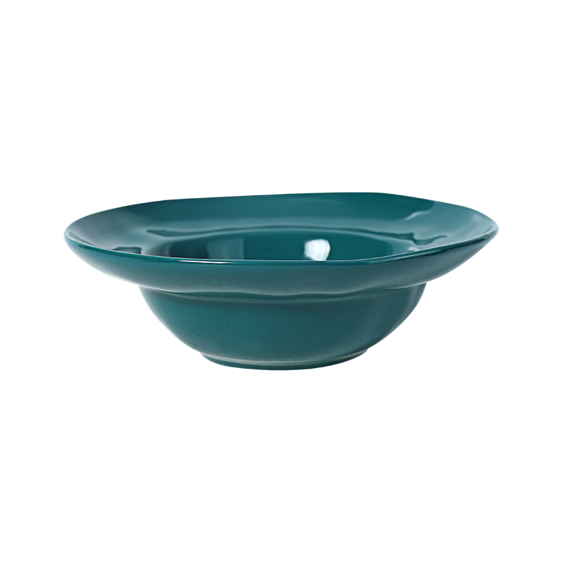 Plato hondo ecológico verde brillante con borde para venta al por mayor