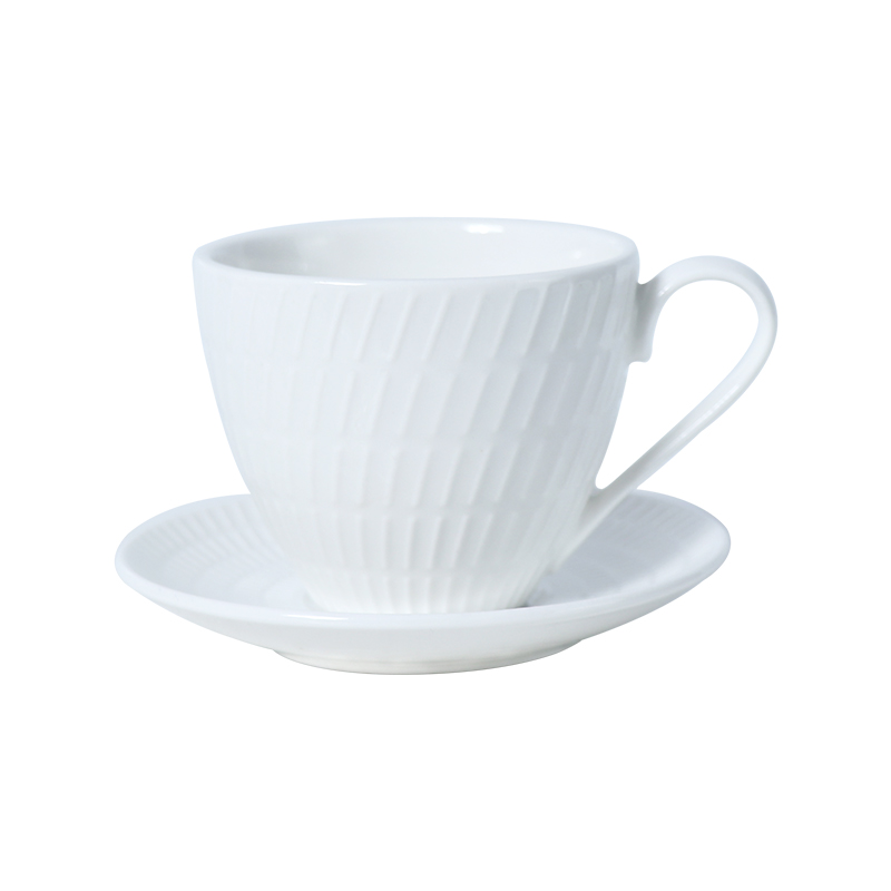 Taza y platos de porcelana blanca de 5 a 6 onzas