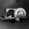 Juego de vajilla de gres, colección de platos de porcelana mate en blanco y negro