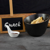Cuenco inclinado de cerámica, plato de aperitivos de porcelana negra, platos para patatas fritas, cuencos