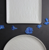 Platos de carga negros, plato cuadrado blanco y negro, juego de platos de gres de China, vajilla apta para lavavajillas para Hotel