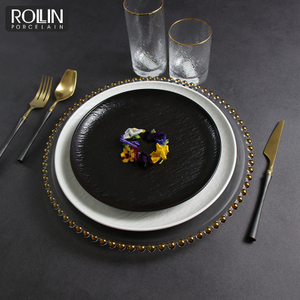 Vajilla De Restaurante Vajilla Blanca Negra Juego De Platos De Gres 
