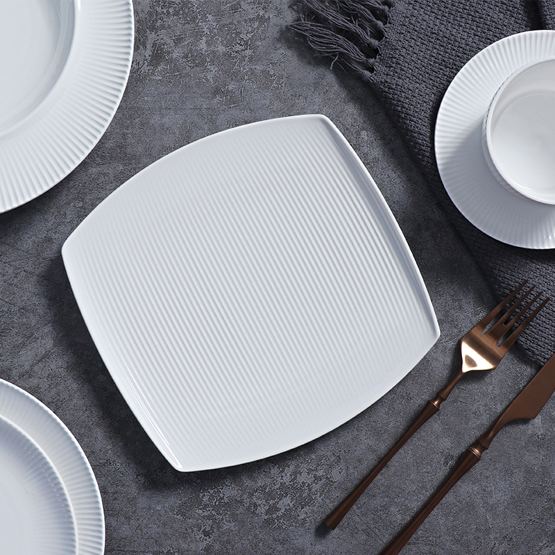 Nuevo juego de platos de porcelana de hueso, platos de cena comerciales