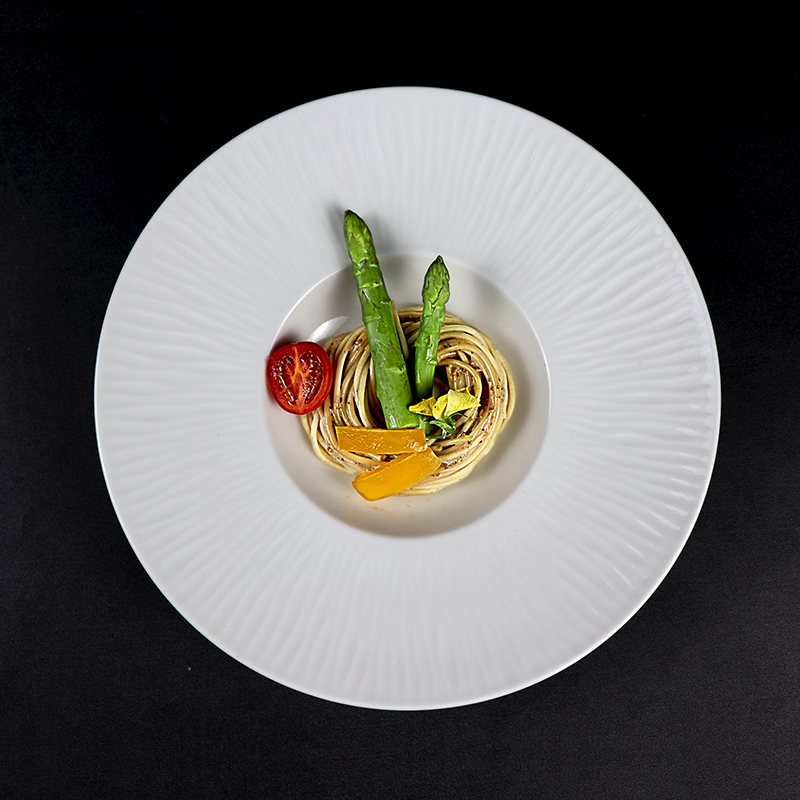 Plato de pasta de porcelana blanca de 11,25 pulgadas, plato de sopa, vajilla para restaurante
