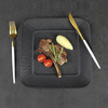 Plato de cena cuadrado negro, vajilla de porcelana para restaurante