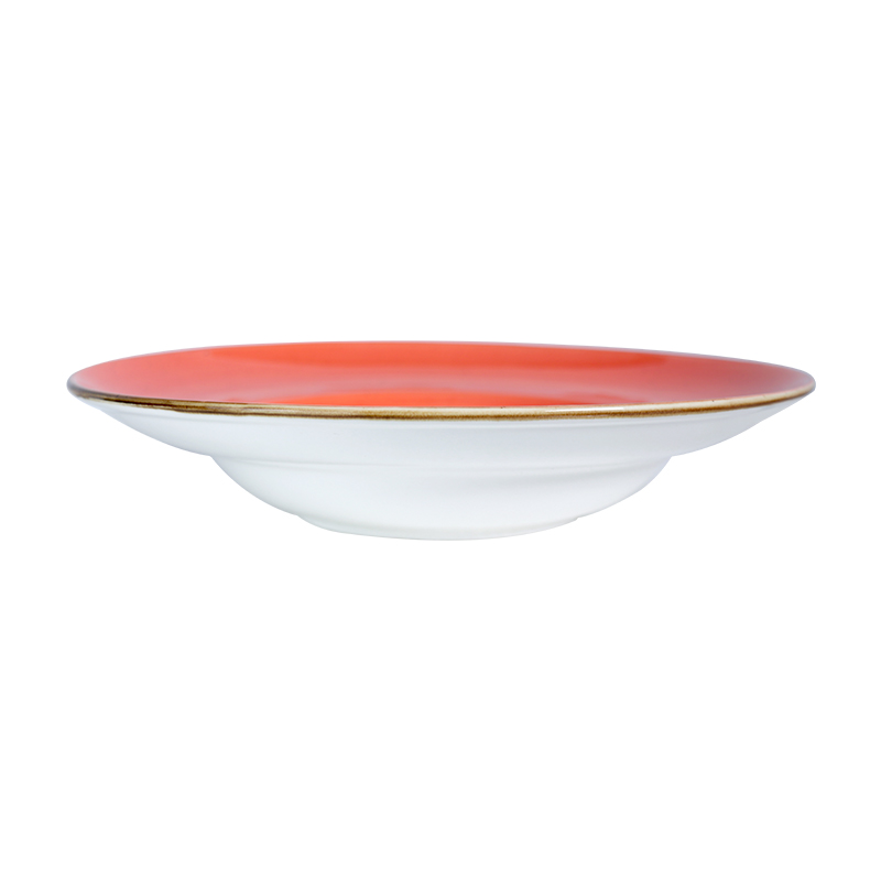 Cuenco ovalado de porcelana roja, tamaño de 9/10 pulgadas