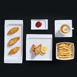 Juego de cena tipo buffet de aire, juego de platos finos ligeros de porcelana blanca, juego de vajilla para catering de vuelo
