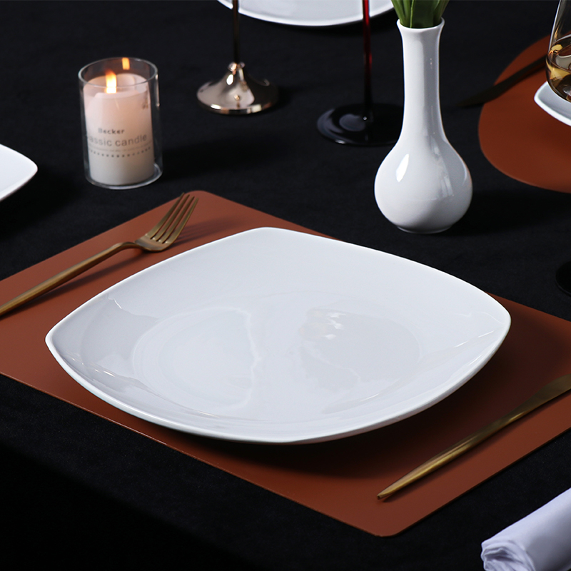 Plato blanco de cerámica Restaurante Chef Platos blancos para comida