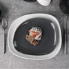 Vajilla de porcelana Eestaurant Terr Swirl Marks Placa cuadrada irregular blanca mate gris 