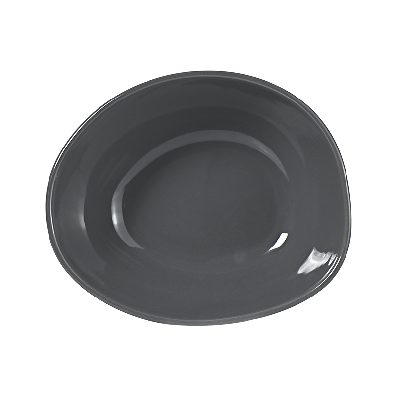 Cuenco cuadrado irregular de cerámica duradero, gris oscuro