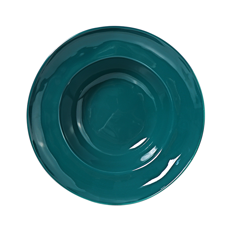 Plato hondo ecológico verde brillante con borde para venta al por mayor