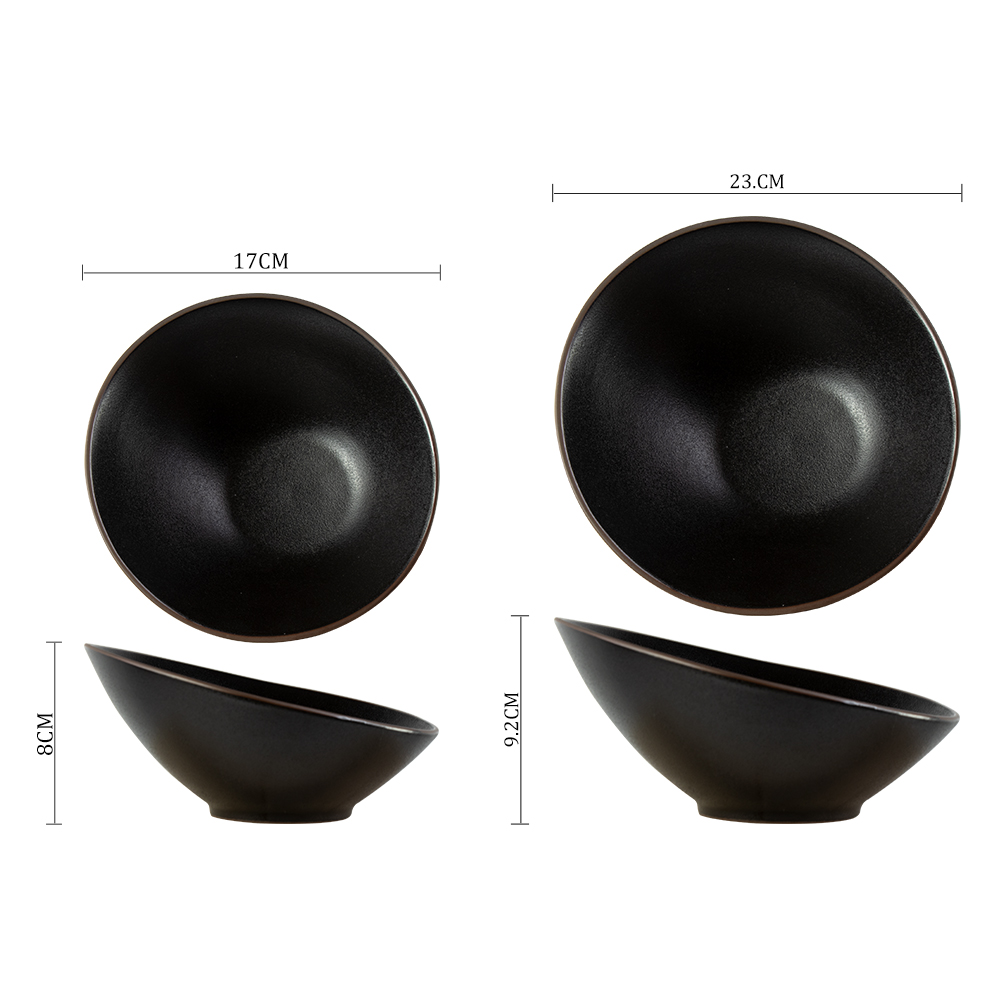 Cuencos de gres Ensaladeras irregulares negras para restaurante