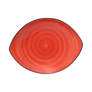 Cuenco ovalado de porcelana roja, tamaño de 9/10 pulgadas
