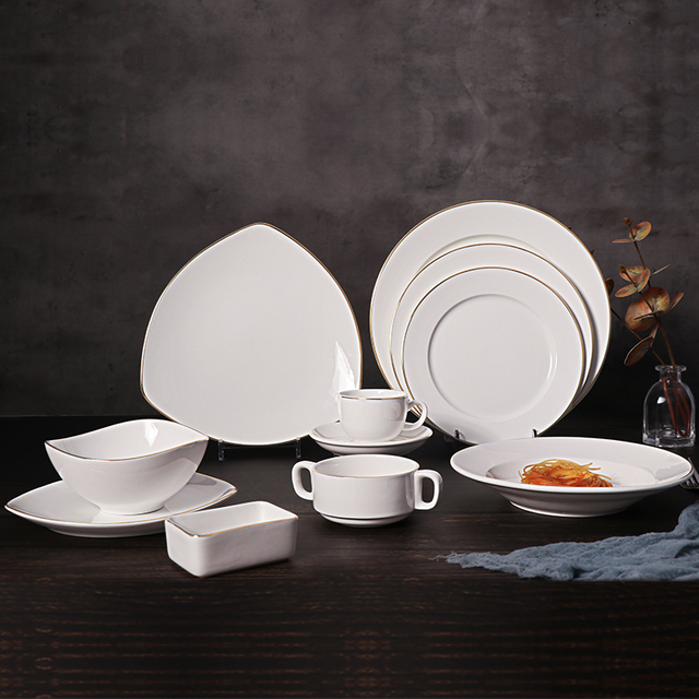 Juego de platos y tazones de restaurante de vajilla de porcelana