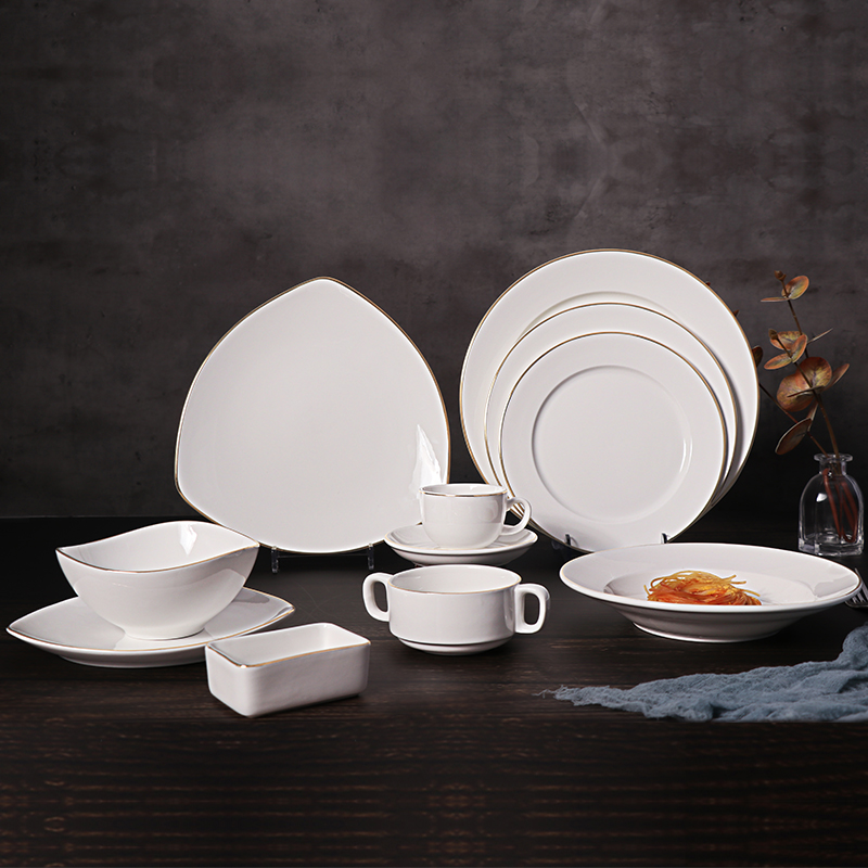 Juego de platos y tazones de restaurante de vajilla de porcelana