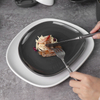 Vajilla de porcelana Eestaurant Terr Swirl Marks Placa cuadrada irregular blanca mate gris 