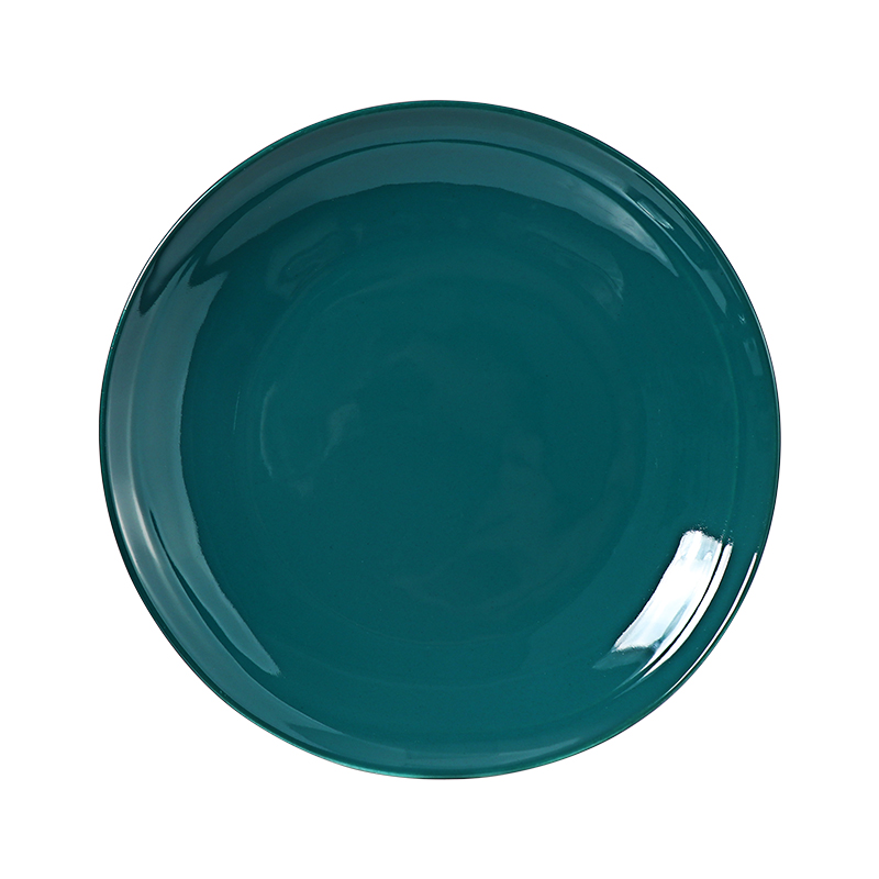 Juego de vajilla de porcelana esmaltada de color verde oscuro, precio de fábrica, juego de platos de cena verdes de cerámica para la venta