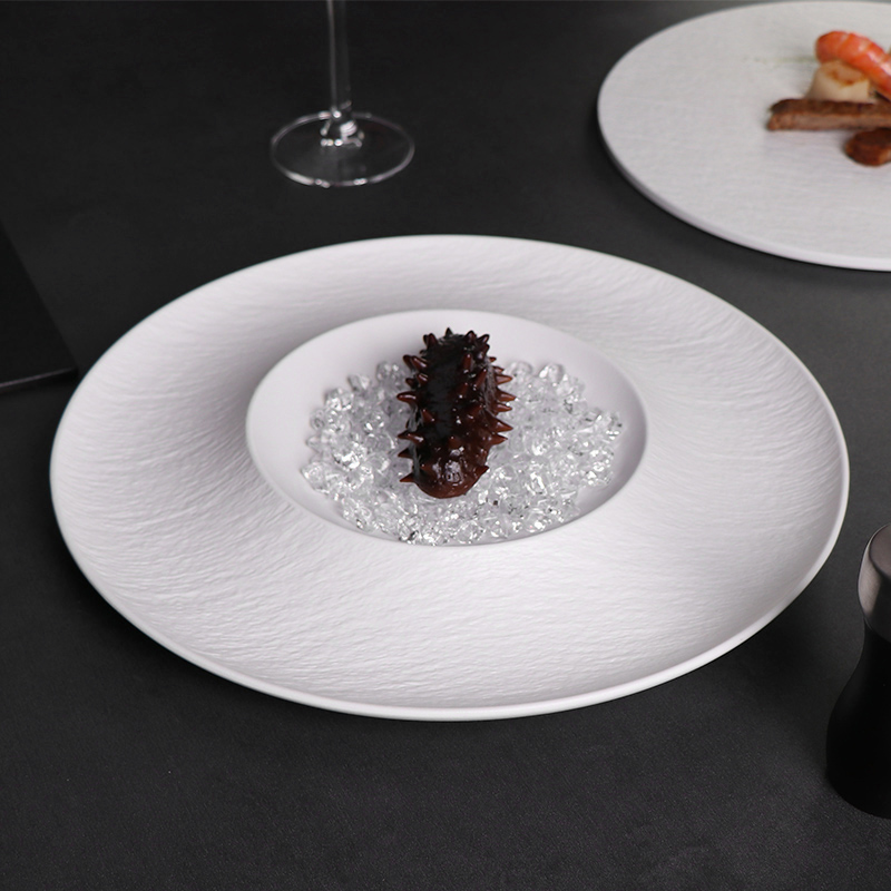 Plato de sopa de cerámica mate blanco, plato de pasta para restaurantes, plato de hielo de porcelana para mariscos 