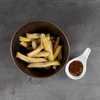 Cuenco inclinado de cerámica, plato de aperitivos de porcelana negra, platos para patatas fritas, cuencos