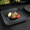 Plato de cena cuadrado negro, vajilla de porcelana para restaurante