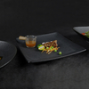 Plato de cena cuadrado negro, vajilla de porcelana para restaurante