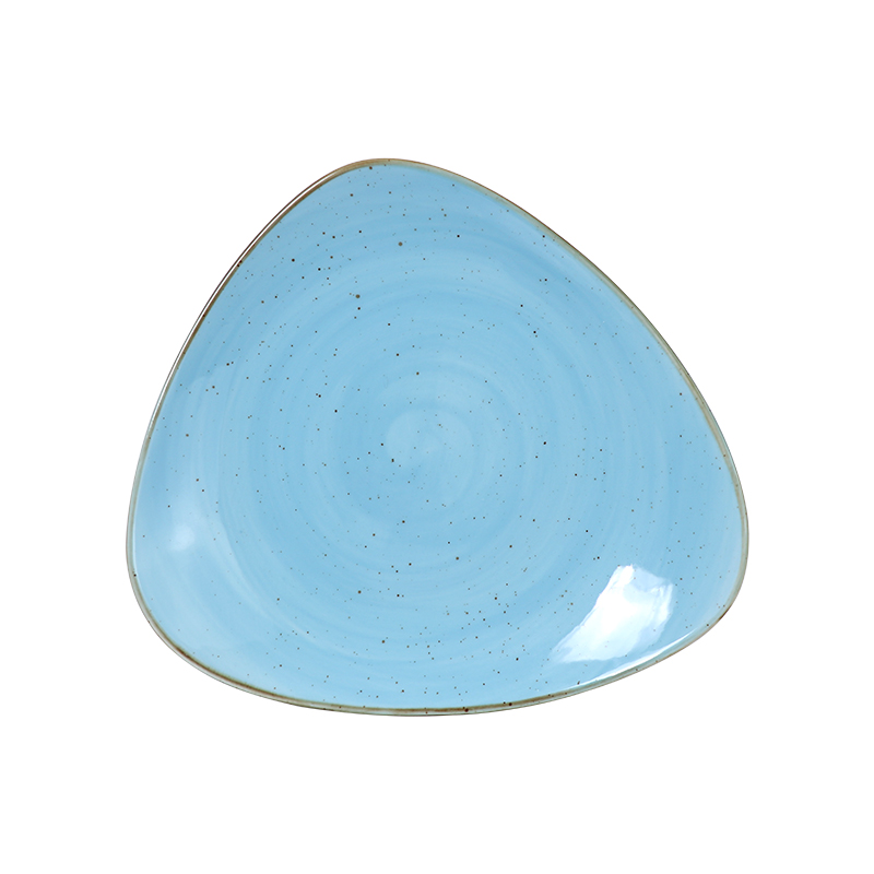 Plato triangular irregular de piedra azul 