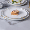 Plato de cena redondo irregular, platos con borde dorado, utensilios de cocina de cerámica