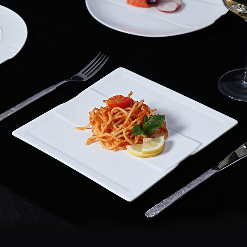 Plato de cerámica Chaozhou para restaurante, plato Rectangular de porcelana blanca para vajilla de Sushi, plato largo