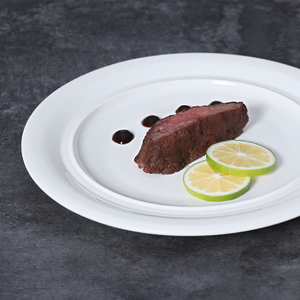 Plato de cena principal de cerámica de la placa del filete de la porcelana blanca de 12 pulgadas para los cafés de los hoteles de los restaurantes
