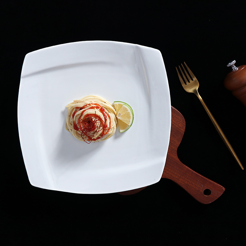 Plato blanco de cerámica Restaurante Chef Platos blancos para comida
