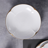 Las altas placas de cerámica blancas fijaron el servicio de mesa durable de la porcelana fijado con el ajuste del oro