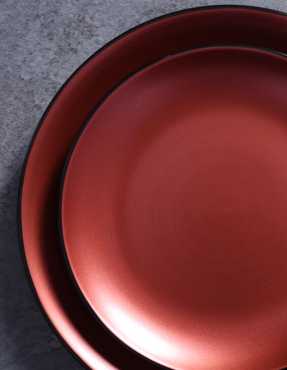 Plato llano de porcelana con brillo de cobre para restaurantes