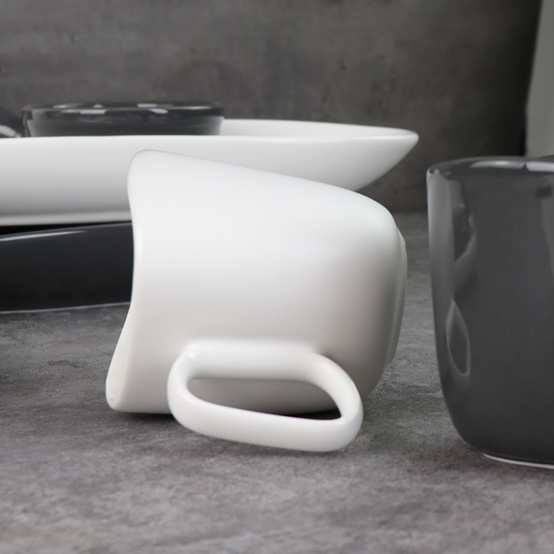 Tazas De Cerámica En Blanco Y Negro Bajo Tazas De Porcelana Esmaltadas Tazas