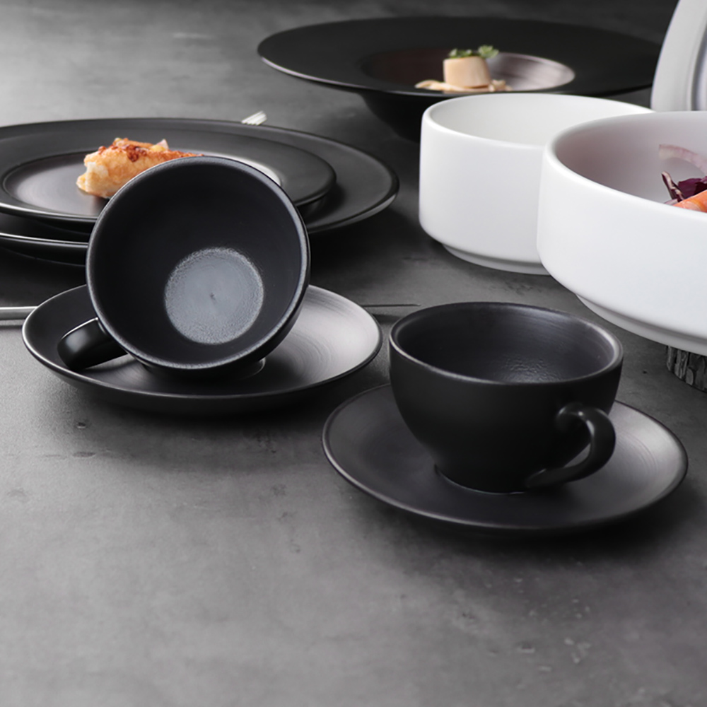 Vajilla personalizada, tazas de capuchino de cerámica, tazas de café de té de cerámica con platillo para cafetería
