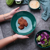 Platos llanos de cerámica verde en juegos de comedor a la venta-30cm